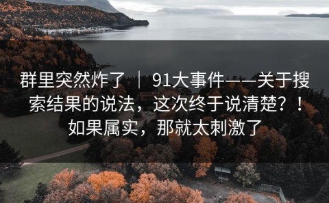 群里突然炸了 ｜ 91大事件——关于搜索结果的说法，这次终于说清楚？！如果属实，那就太刺激了