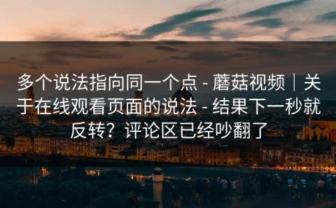 多个说法指向同一个点 - 蘑菇视频｜关于在线观看页面的说法 - 结果下一秒就反转？评论区已经吵翻了