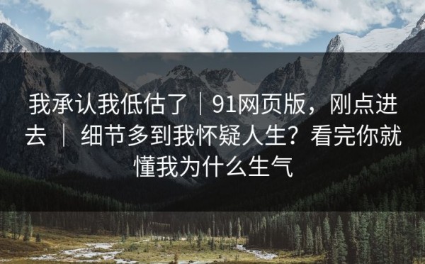 我承认我低估了｜91网页版，刚点进去 ｜ 细节多到我怀疑人生？看完你就懂我为什么生气