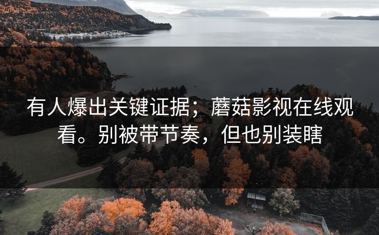有人爆出关键证据；蘑菇影视在线观看。别被带节奏，但也别装瞎