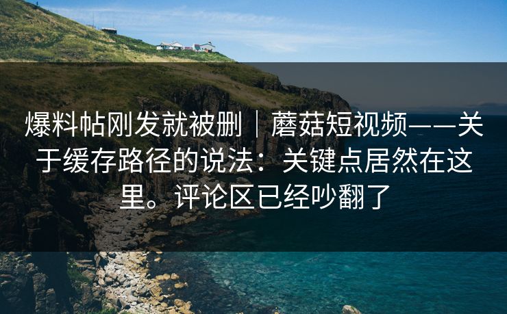 爆料帖刚发就被删｜蘑菇短视频——关于缓存路径的说法：关键点居然在这里。评论区已经吵翻了